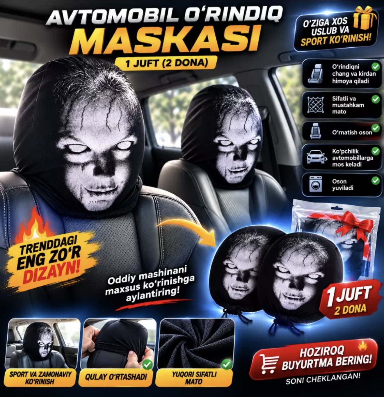 3D Avtomabel o’rindiq maskasi