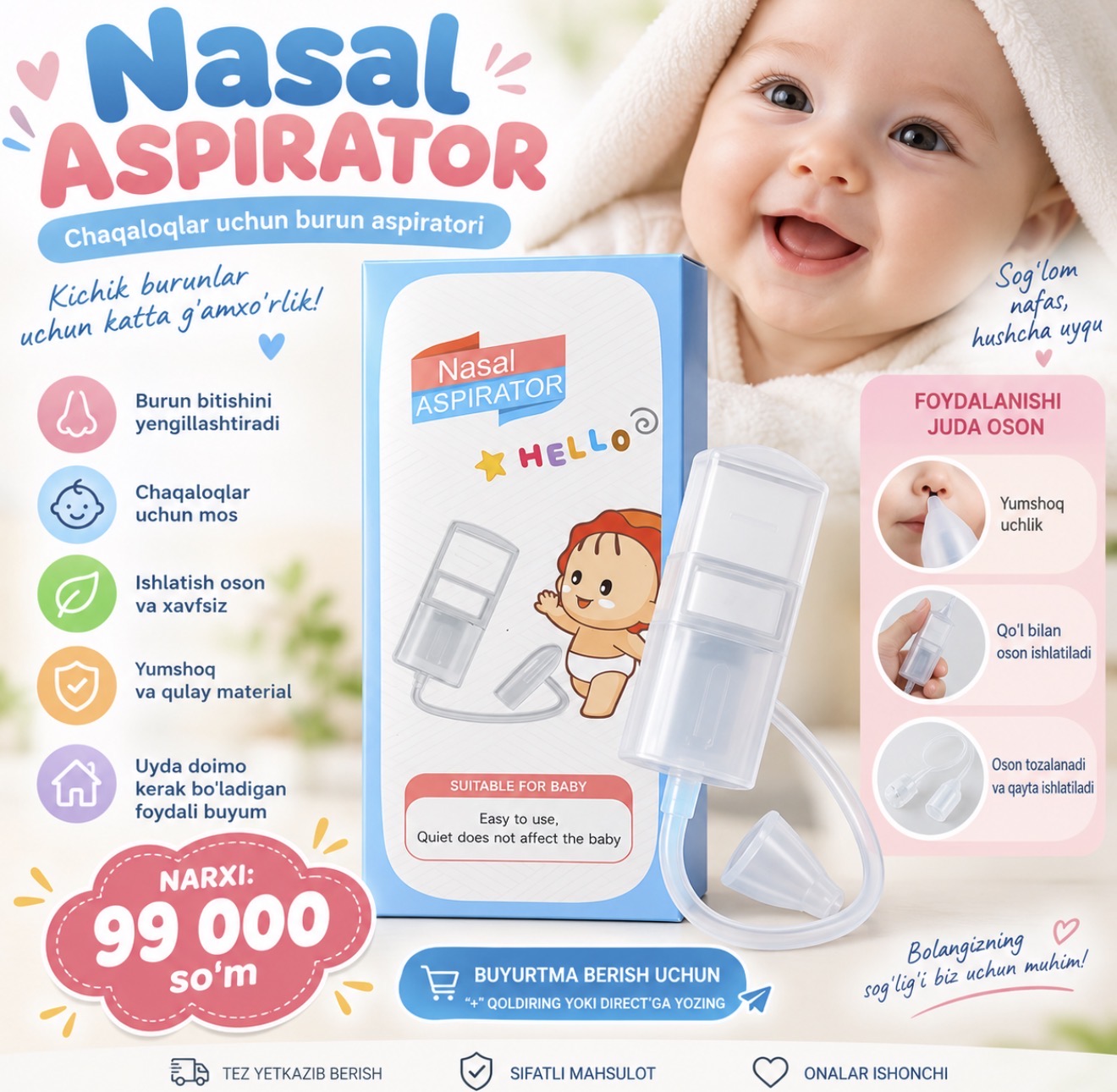 Chaqaloqlar uchun burun aspiratori 